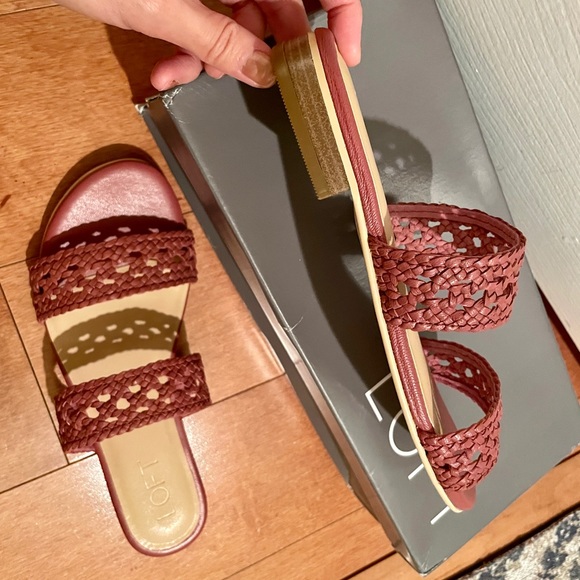 NEW! Ann Loft Dusty Rose Braided Woven Slide Sandals Size 7 - Picture 2 of 5